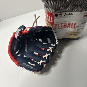 6 Pack Franklin Sports Soft Strike Teeballs with Mesh Carrying Bag New And Glove